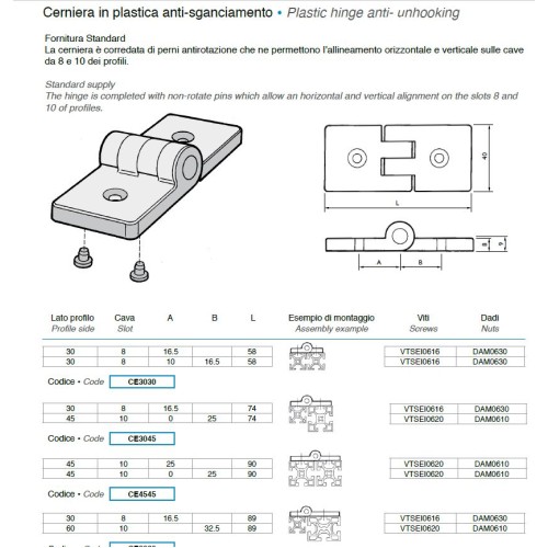 Cerniera in plastica per prof. 30-30 c.8