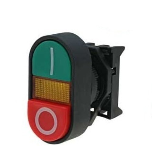 Pulsante doppio rosso verde d.22 luminoso
